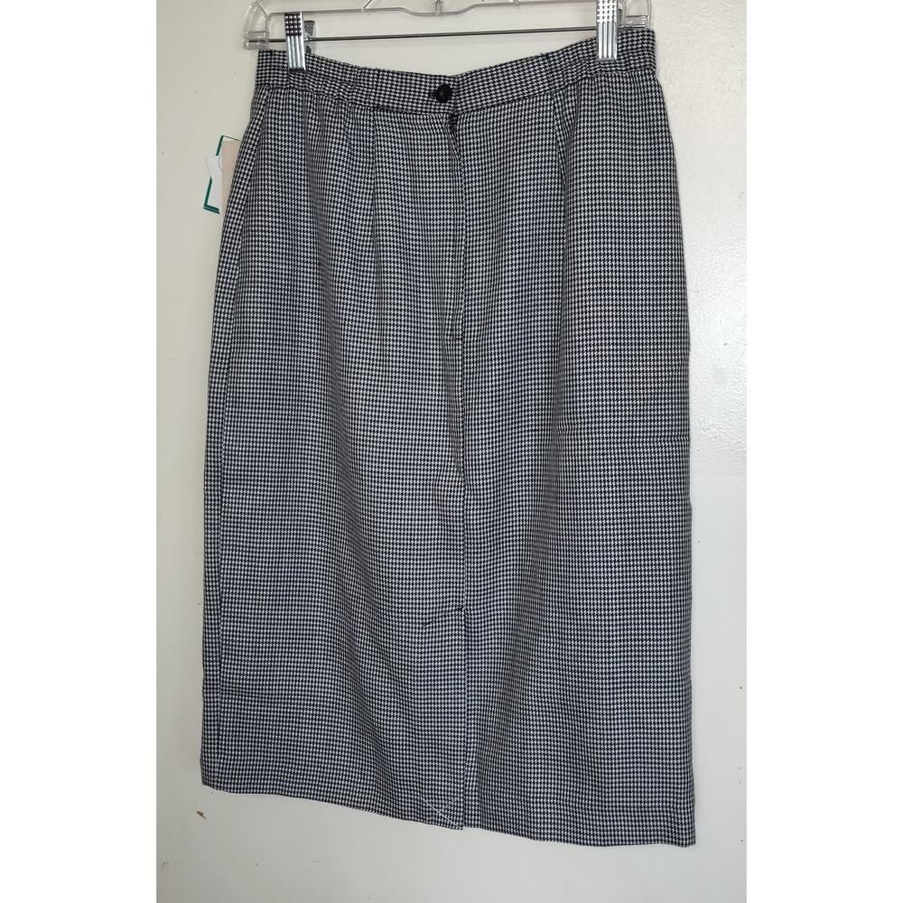 Leslie Fay Houndstooth Pencil Skirt 10 Black White Career Rainbow Brights NWT - Picture 3 of 16